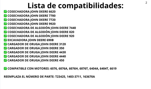 Botas En T Inyección P/ Cosechadora Algodón John Deere 7440