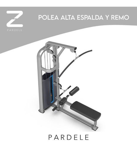 Aparato Polea Alta Espalda Y Remo Maquina Ejercicio Gimnasio Color de la estructura Gris oscuro Color del tapizado Negro