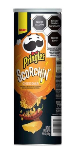 Imagen 2 de 2 de Papas Pringles Scorchin Cheddar Cheese 3 Piezas De 158g C/u