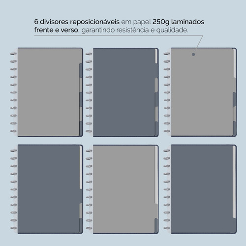 Caderno Disco Iscool Inteligente Grande Solid Touch Aço Azul