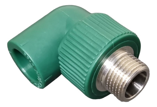 Codo Fusión 20mm Con Inserto Metálico Rosca Macho 1/2 Latyn Acabado Mate Color Verde