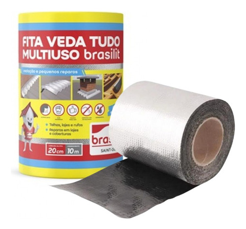 Fita Asfáltica Multi Uso Brasilit P/ Telhado 20cm X 10m 