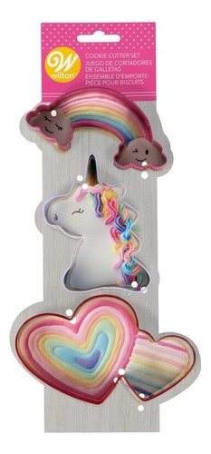 Set Cortadores Unicornio Arcoiris Corazon 3 Pzas 2308-0-0061