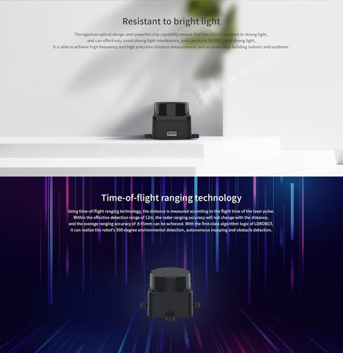 Fhl-ld19 Kit De Sensor De Distancia Lidar 2d De 360 Grados,