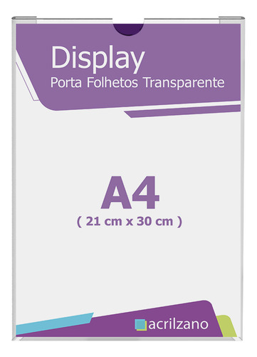 10 Display Parede Porta Folha A4 Em Petg + Fita Adesiva