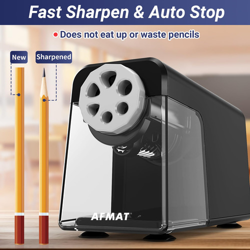 Sacapuntas Eléctrico Resistente Con 6 Agujeros Y Auto Stop