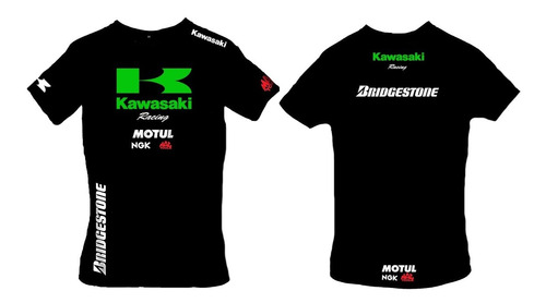 Remera Kawasaki Racing 2  Motos Frente/espalda  Algodón 100%