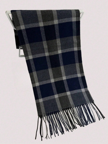 Bufanda Kastpe Windsor Rectangular Azul Con Flecos