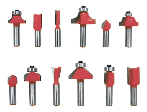 Imagen 7 de 10 de Set 12 Piezas Brocas Fresas Para Fresadoras De Madera.