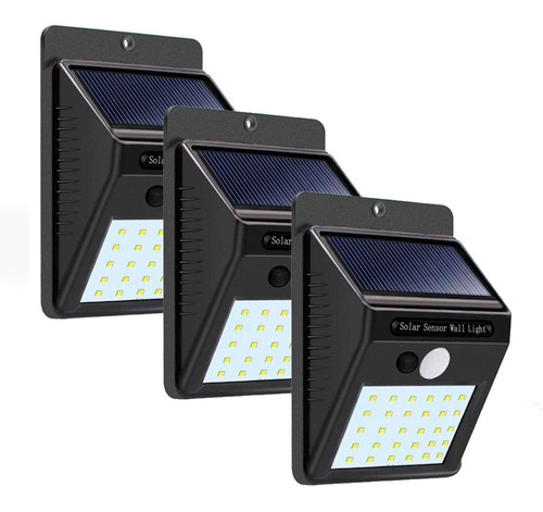3 Lámpara Solar Con 30 Leds Sensor De Movimiento Impermeable