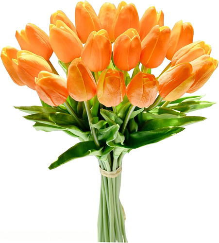 20 Tulipanes, Flores Artificiales Mandys - Naranja.