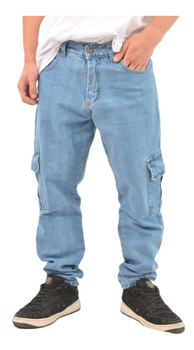 Jeans Mom Cargo Negro Hombre Pantalones Jean 