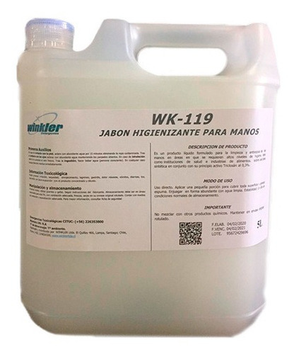 Jabon Sanitizante 5 Litros Winkler Wk-119