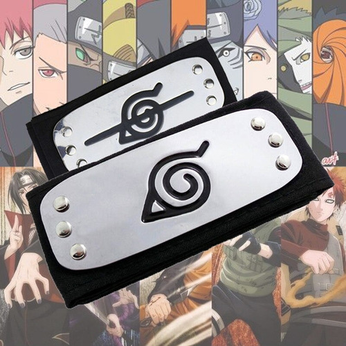 Banda Bandana Naruto Aldea De La Hoja Rayada  Logo Relieve 