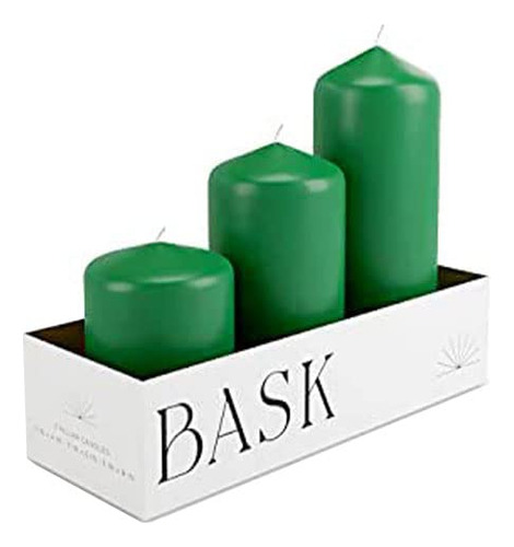 Bask Velas De Pilar Superior De Cono  Elegantes Velas Verde