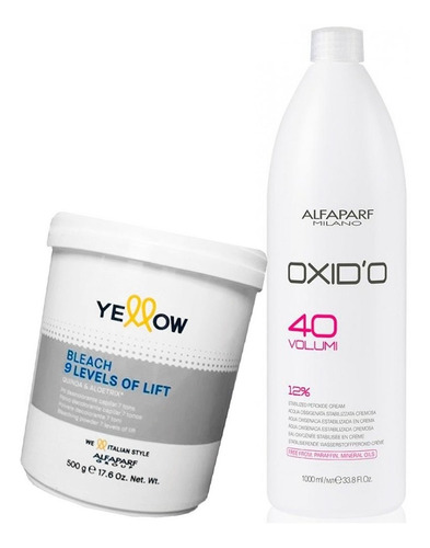 Kit Decolorante Yellow 500g+ Agua  Alfaparf Cosmeticaval