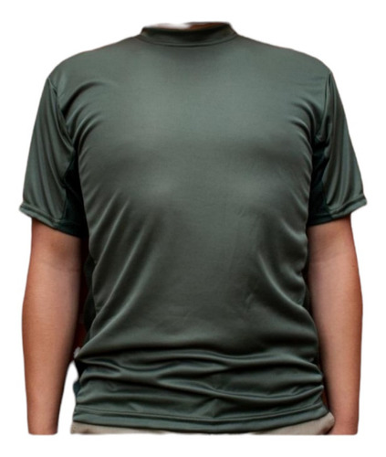 Camiseta Con Malla Deportivo Gym Lycra Militar Verde