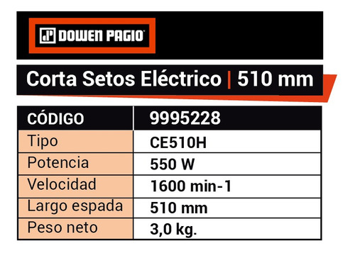 Imagen 3 de 6 de Cortacerco Eléctrico 510 Mm 550 W 220 V Dowen Pagio 9995228