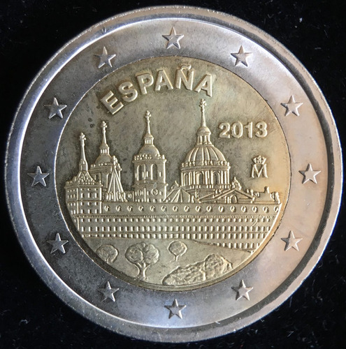 España, 2 Euros, 2013. Bimetalica. El Escorial. Unc