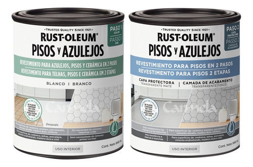 Kit Pintura + Protector Para Pisos Azulejo Blanco Rust Oleum