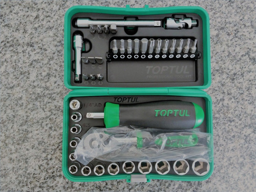 Juego De Tubos 41pzas 1/4'' Puntas Crique Milimetrico Toptul