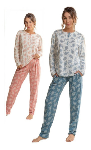 Imagen 1 de 4 de Pijama Invierno Mujer De Jersey Lencatex 22325 Talle Grandes