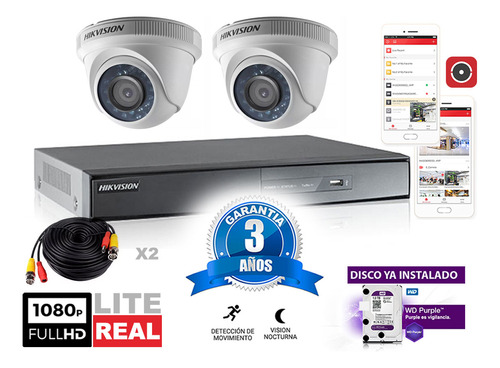 Kit Seguridad Dvr 4 Canales + 2 Camaras + Disco 1tb+ Cables