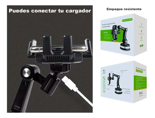 Porta Celular Auto Soporte Giratorio Ventosa Brazo Telescopi