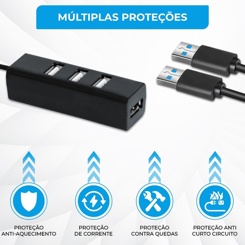 Pocket Hub Usb C 4 Portas Usb 2.0 Portátil P/ Celular Tablet