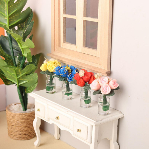 1/12 Miniatura Bonsái Planta Casa De Muñecas Azul Claro