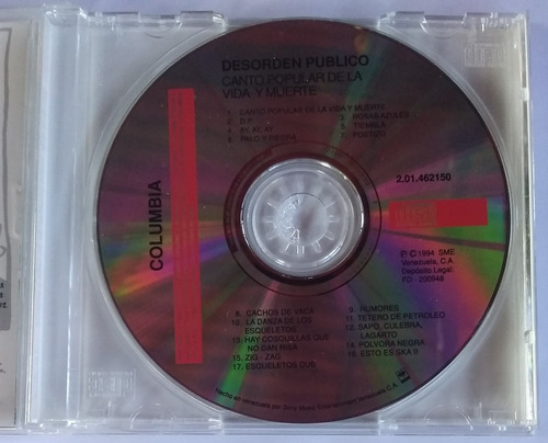 Desorden Público. Canto Popular. 1ra Edic Cd Original, Nuevo