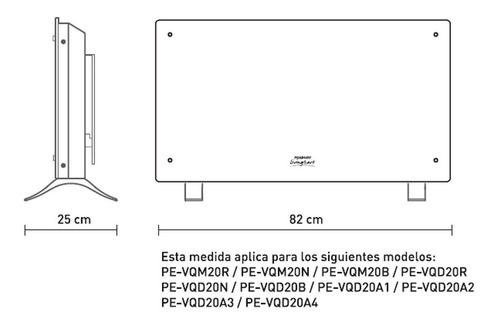 Imagen 3 de 10 de Vitroconvector Calefactor Curvo 2000w Peabody Pe-vqm20 Negro