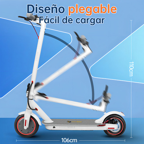 Scooter Eléctrico E9 Pro-v2 Patín Plegable Para Adultos Honey Whale 32 Km/h Con App Control Bluetooth Color Blanco