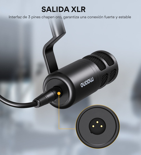 Micrófono Maono Pd100 Xlr Podcast Dinámico Cardioide