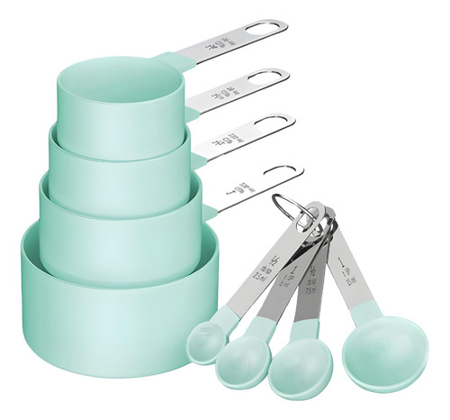 Juegos 8 Cucharas Medidoras Y Tazas Acero Inoxidable Colores