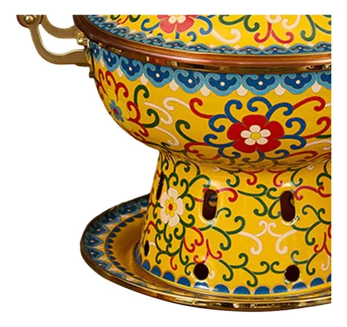Cloisonne Hot Pot Cooking Pot Chafing Dish Kitchen Yellow