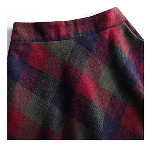 Falda Midi De Cintura Alta A Cuadros Retro Para Mujer