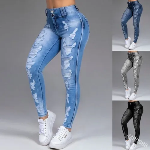 Pantalones rasgados mujer on sale