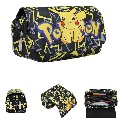 Estuche Para Lápices Escolares De Doble Capa Pikachu