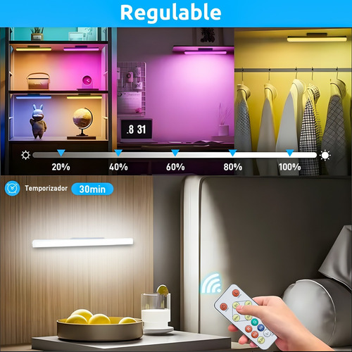 Lámpara De Pared Luz Rgb 40cm Control Bateria Recargable Led