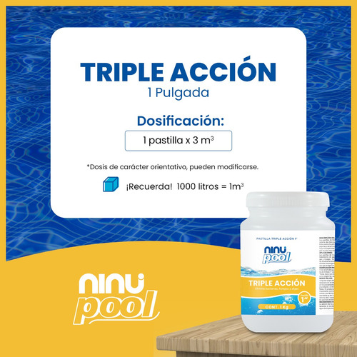 Imagen 2 de 5 de Pastillas De Cloro De 1 Pulgada Ninu 1 Kilogramo (33 Piezas)
