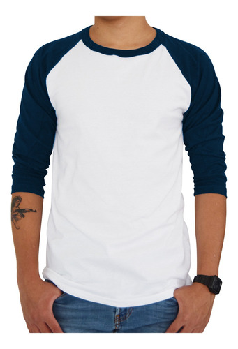 Playera Hombre Raglan Lisa Paquete De Cuatro  Mod-1