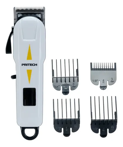 Máquina Cortar Cabelo Aparador Barba Pritech Sem Fio 4 Pente Branco Dc 5v 1a