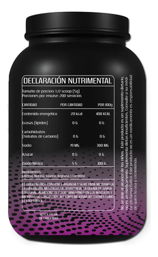 Óxido Nítrico Fast Suplement 1kg 200 Serv Varios Pre Entreno Mango-