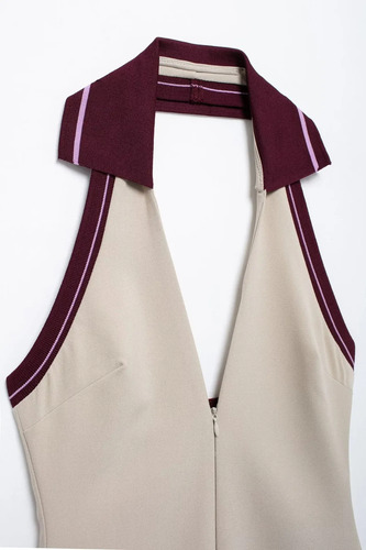 Minivestido Sin Mangas Con Cuello En V Y Estampado De Rayas