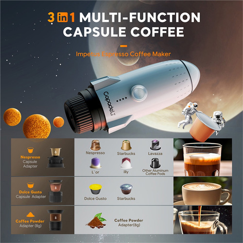 Rocket Home Cafetera Portátil Semiautomática 3 En 1