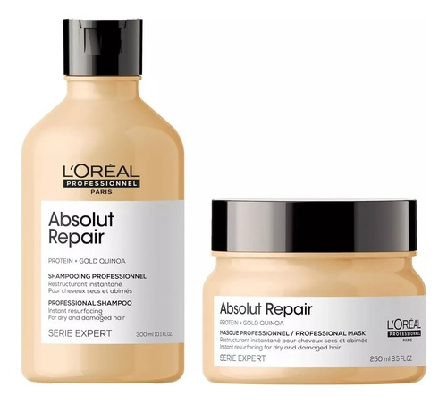 Kit Absolut Repair Loreal Shampoo 300ml Y Máscara Pelo Fino