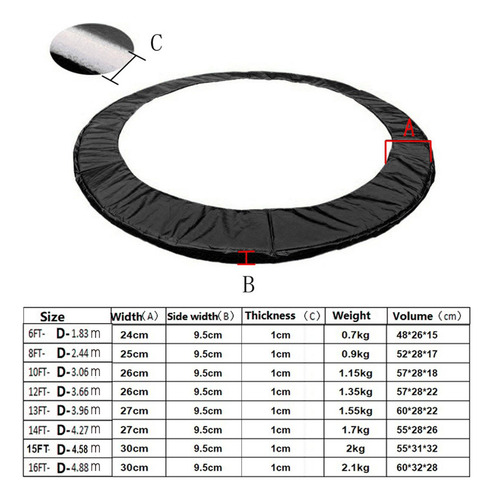 Funda De Protección Para Trampolín, Cubierta De 10 Pies
