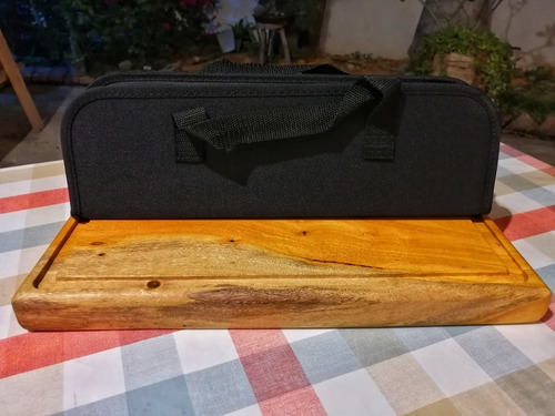 Kit Parrillero Con Tabla De Madera De Mora