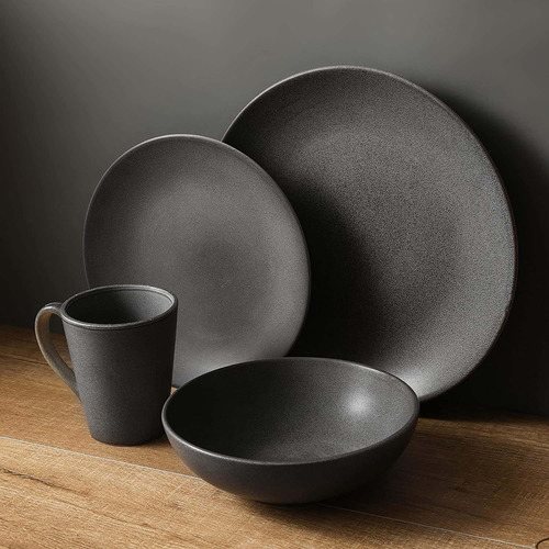 Set Vajilla Gris Stone Lain 16 Piezas